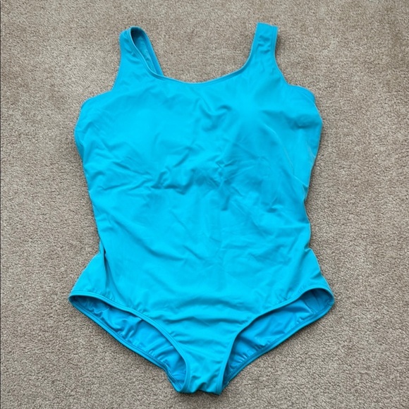 Lands End Classic One Piece Teal Blue Mastectomy Swimsuit Size 22W Mast Tank - Picture 1 of 7